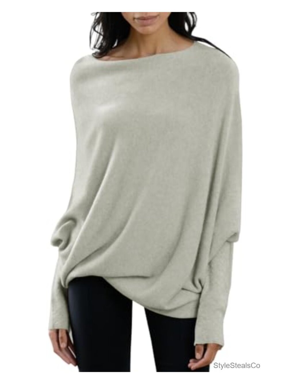 Imily Bela Batwing Boat Neck Sweater Women's Long Sleeve Knit Pullover